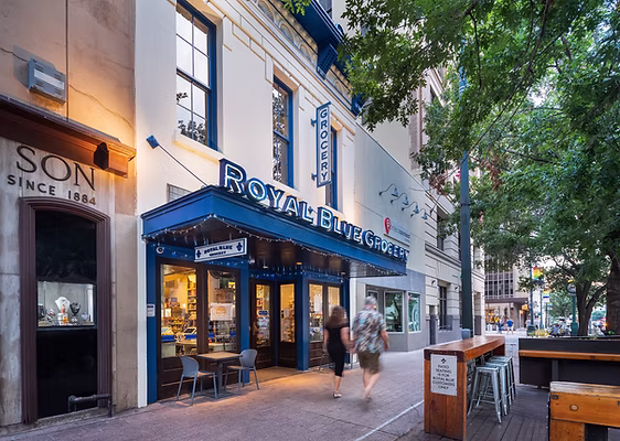 Royal Blue Market, an independent retailer in Austin, Texas, carrying featured snack and beverage brands, powered by RepRally.